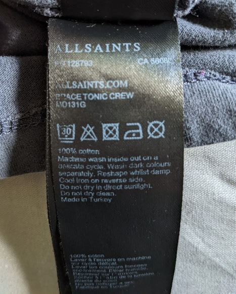 All Saints Men's Grey Brace Tonic Crew T Shirt Size Large Excellent Condition - Picture 5 of 5